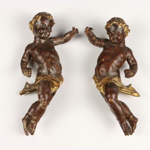 Carved Wooden Cherubs, Set of 2 For Sale - Image 12 of 12