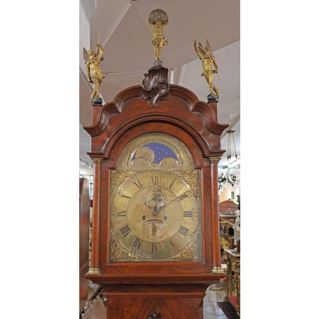 18th Century Klaas Troost 18th Century Dutch Burl Walnut Tall Case Grandfather Clock For Sale - Image 5 of 18