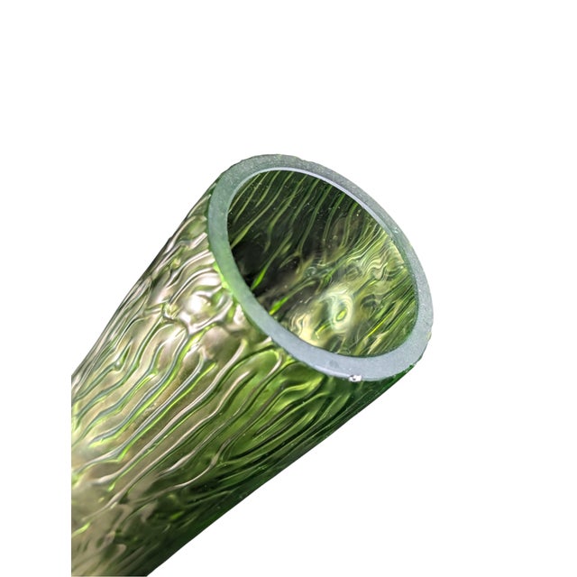Loetz 1900 Loetz Green Glass Textured Vase 10" For Sale - Image 4 of 6