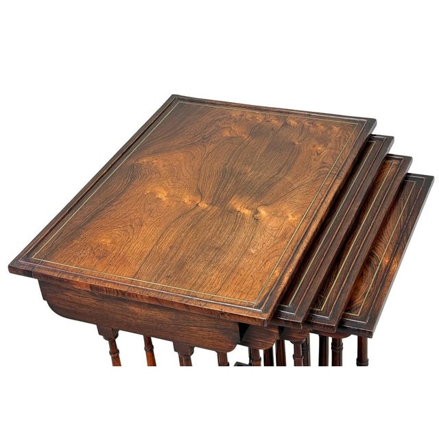 Hollywood Regency Antique Regency Rosewood Quartetto Nesting Tables, 1825, Set of 4 For Sale - Image 3 of 16