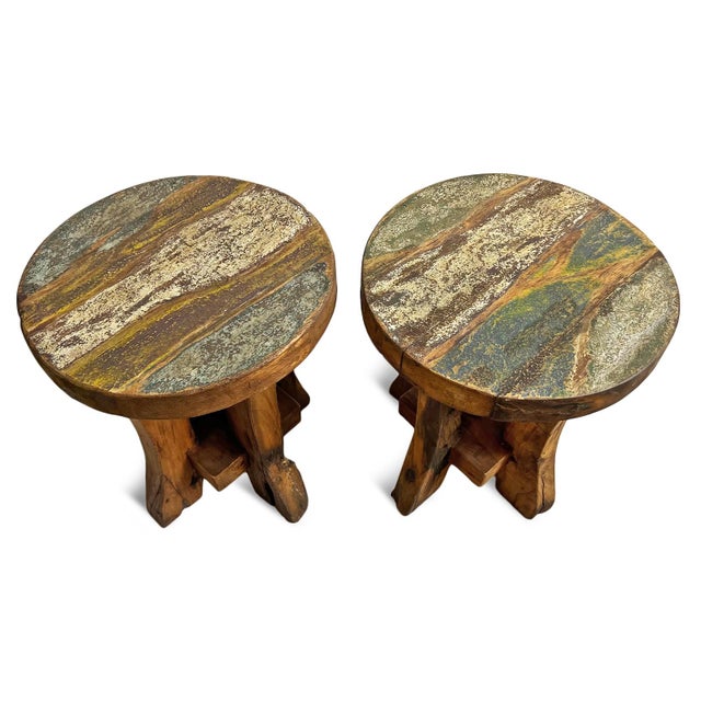 Vintage Boat Wood Stool / Side Table For Sale In Los Angeles - Image 6 of 6