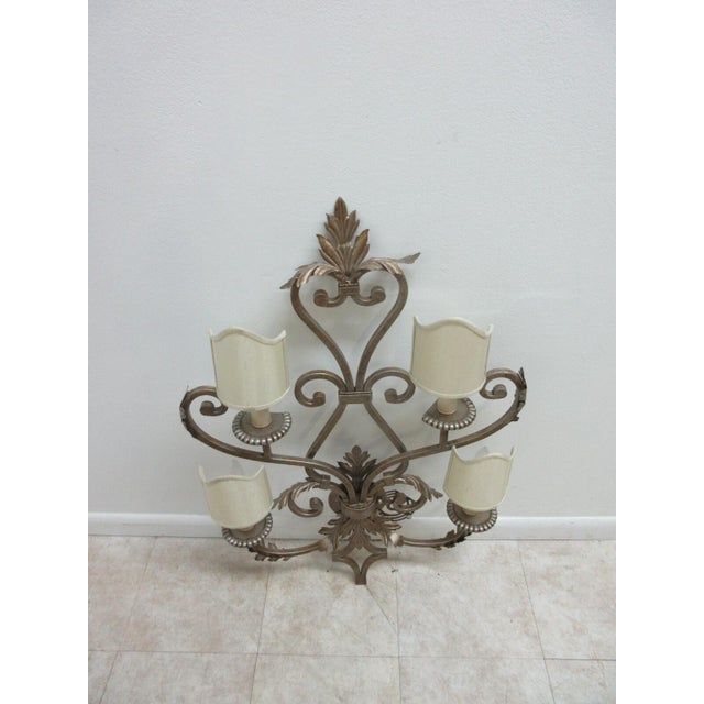 1990s 1990s Fine Art Lamps French Regency Wrought Iron Acanthus Leaf Wall Sconce Lamp B For Sale - Image 5 of 11