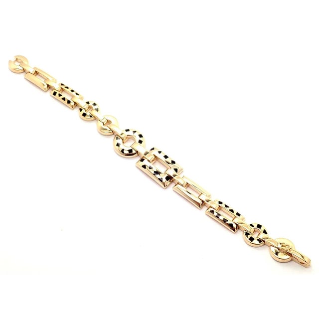Metal Cartier Panthere 18k Gold Black Lacquer Spot Link Bracelet Paper For Sale - Image 7 of 12