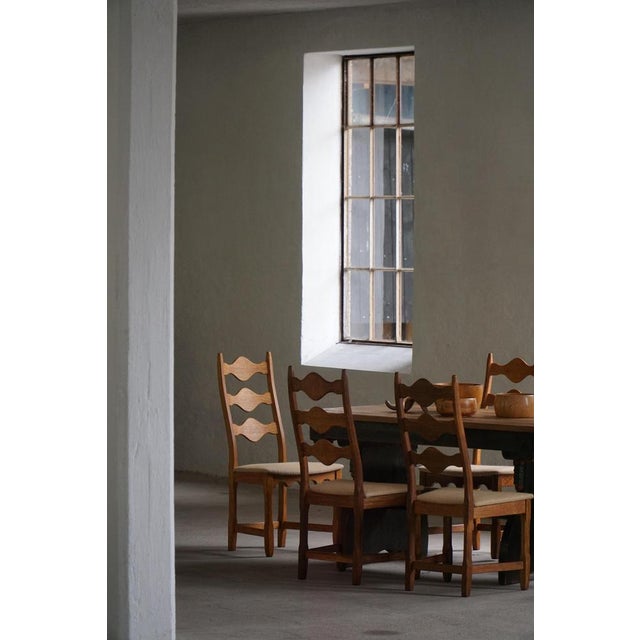 Highback Dining Chairs in Oak by Henning Kjærnulf, 1960s, Set of 6 For Sale - Image 4 of 18