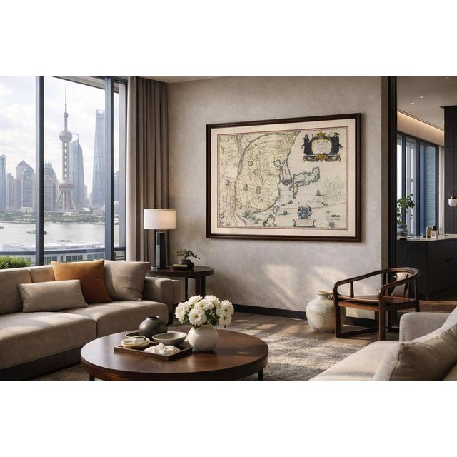 A highly desirable and visually striking map of East Asia, centered on China and extending to Korea, Japan, and parts of...