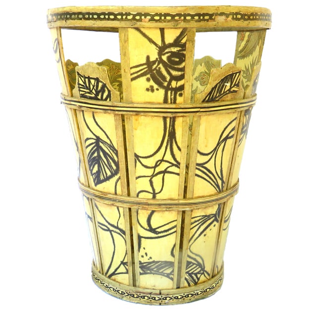 Boho Chic Decoupage Wastebasket / Walking Stick Basket For Sale - Image 4 of 4