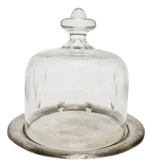 Art Nouveau Bowl with Crystal Cake Cover, Germany, 1920s, Set of 2