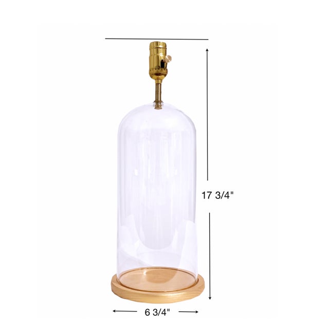 Wood White and Light Blue Butterfly Cloche Lamp For Sale - Image 7 of 7