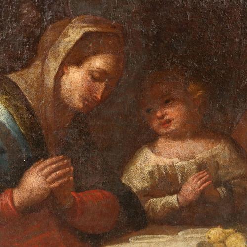 Italian Artist, The Holy Family, Oil on Canvas, 1600s For Sale - Image 4 of 15