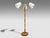 Swedish Mid-Century Modern, Three Arm Floor Lamp, Stained Wood, Fabric, Sweden, 1950s A unique three arm Scandianvian...