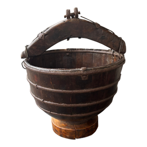 19th Century Chinese Well Bucket on Later Stand