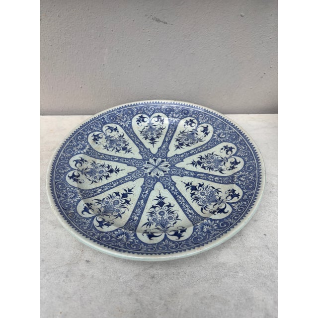19th Century French blue & white faience dinner plate signed "Francois" Sarreguemines.
