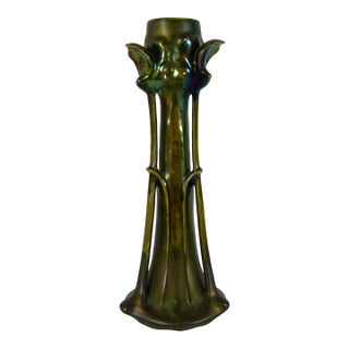 1900s Austrian Art Nouveau Heliosine Iridescent Iris Ceramic Vase by Karl Rudolf Ditmar For Sale