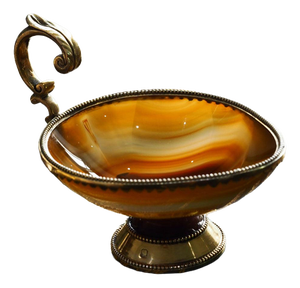 Antique French Silver Gilt Mounted Agate Cup, 1800s