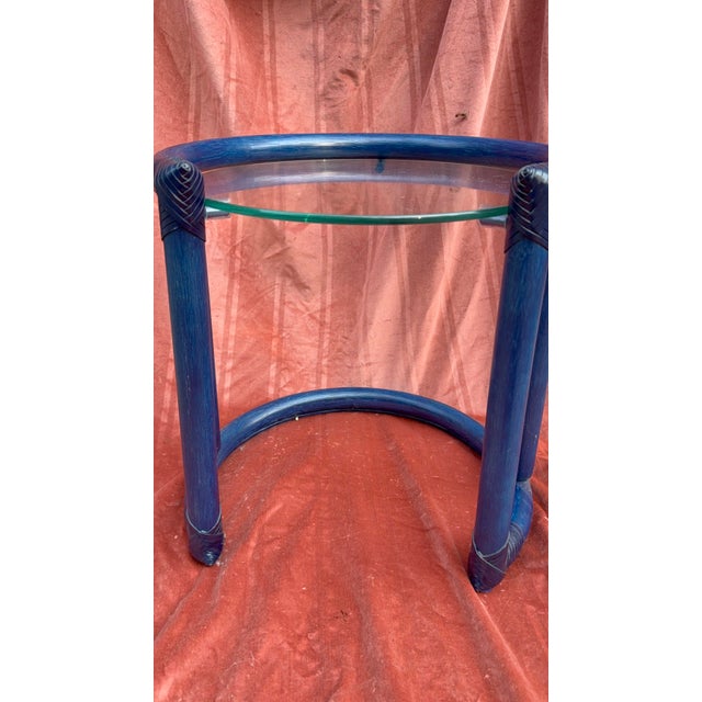 Mid-Century Modern Round Glass and Wooden Side Table, 1970s For Sale - Image 11 of 16
