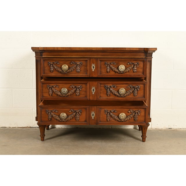 1970s Karges French Regency Louis XVI Burled Walnut Chest of Drawers For Sale - Image 5 of 14