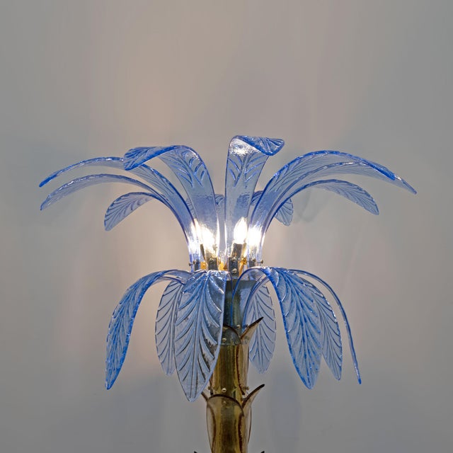 Mid-Century Modern Murano Glass and Brass Palm Tree Floor Lamps from Maestri Muranesi, 1970s, Set of 2 For Sale - Image 3 of 14