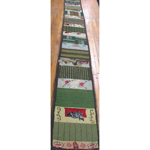 Anique American Hooked Rug, Size: 1'8"x 15'2" Hallway Runner Rugs (1.08ft x 15.02ft), Country of Origin: American USA...