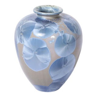 Mid-Century Hand-Thrown Porcelain Crystalline Glaze Ceramic Vase by Sid Oakley For Sale