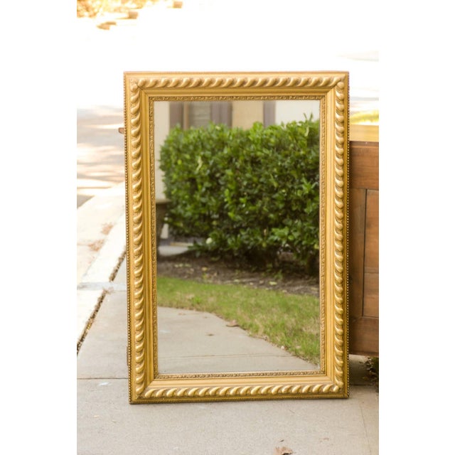 French French Rectangular Giltwood Mirror with Gadrooned and Beaded Frame, circa 1900 For Sale - Image 3 of 10