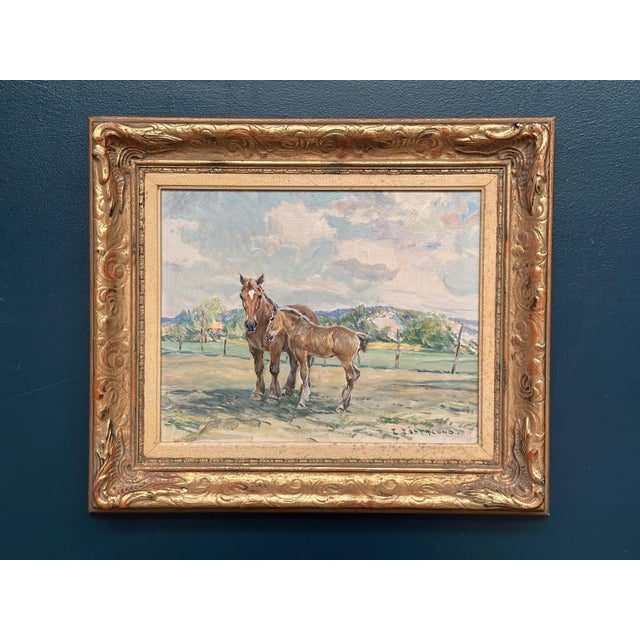 Einar Söderlund, Horses in a Pasture, 1960s, Oil Painting on Panel, Framed For Sale - Image 13 of 13