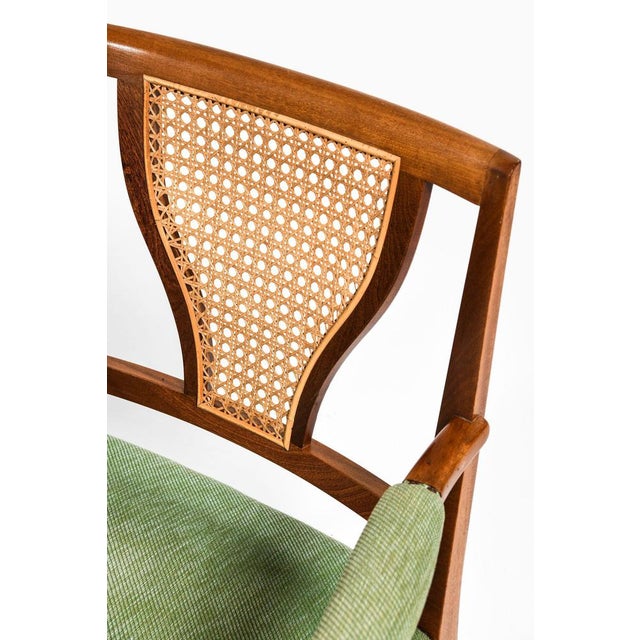 Set of Easy Chairs in Mahogany with Cane and Fabric by Josef Frank, 1939 For Sale - Image 6 of 8