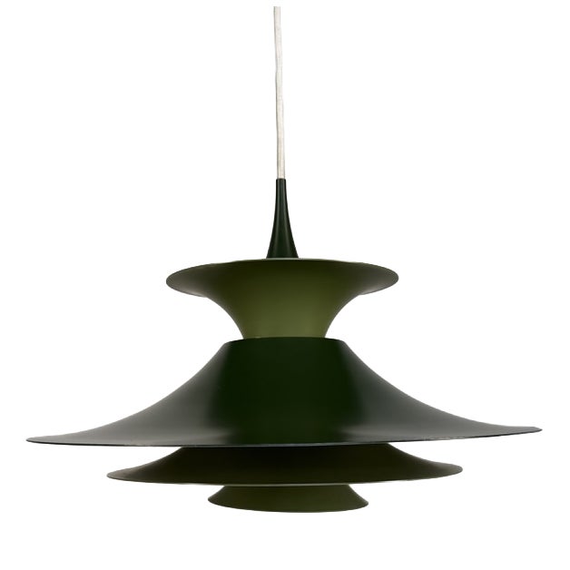 Radius Pendant Lamp in Dark Green by Erik Balslev for Fog & Mørup, Denmark, 1970s For Sale