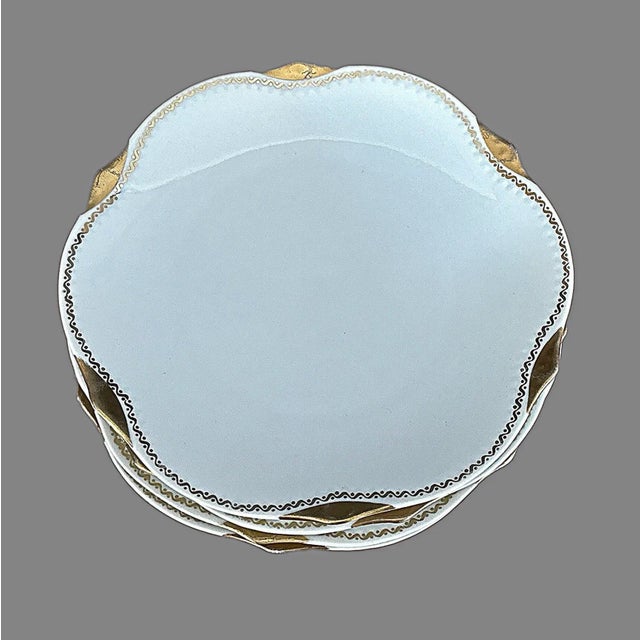 Antique German r.s. Porcelain Gold Trimmed Plates- Set of 4 For Sale - Image 4 of 8