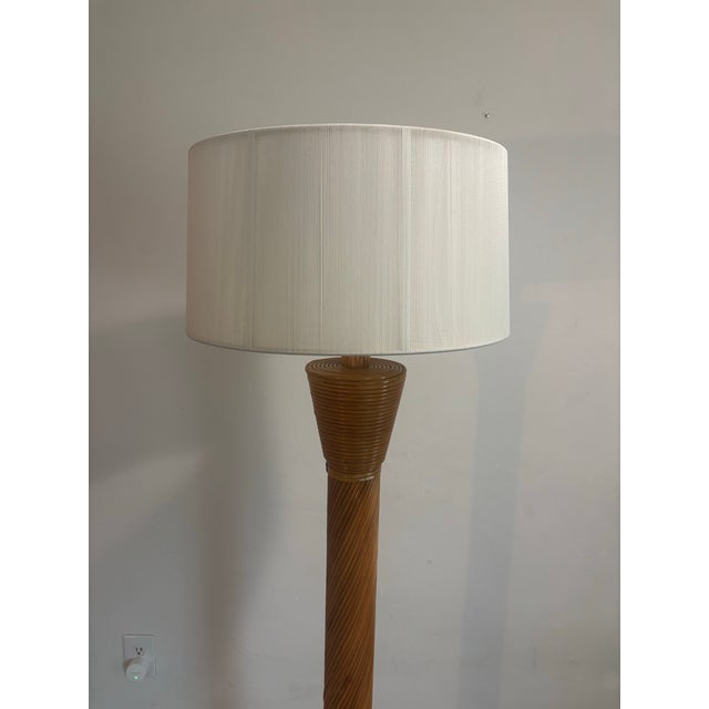 Wood Vintage Coastal Pencil Reed Floor Lamp, 1960s For Sale - Image 7 of 8