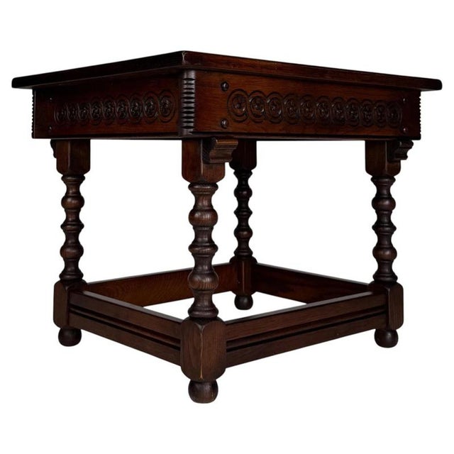 2000 - 2009 Small Early 20th Century Antique English Oak Side Table For Sale - Image 5 of 11