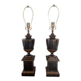 Late 20th Century Wildwood Urn on Pedestal Table Lamps - a Pair For Sale