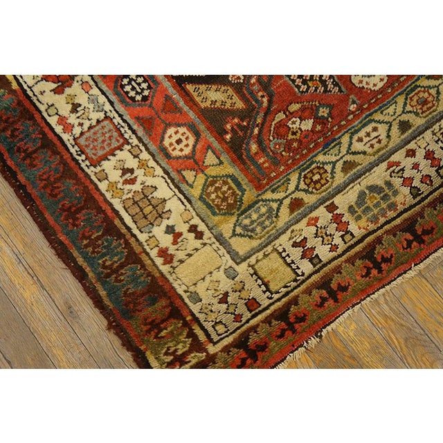 Brown 1890s Brown Medallion Tribal Antique n.w. Persian Rug 4'3" X 13' Handknotted Wool Carpet For Sale - Image 8 of 11