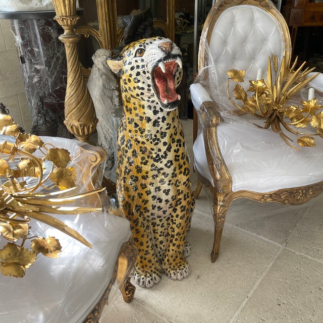 Mid 20th Century Life Size Italian Terracotta Painted Leopard For Sale - Image 10 of 11
