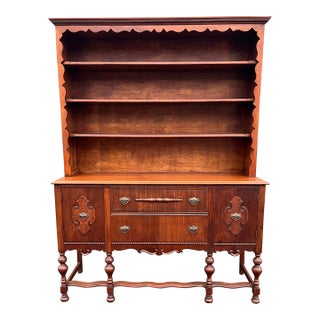 Early 1900's American Two-Piece Bookshelf Hutch Unit For Sale