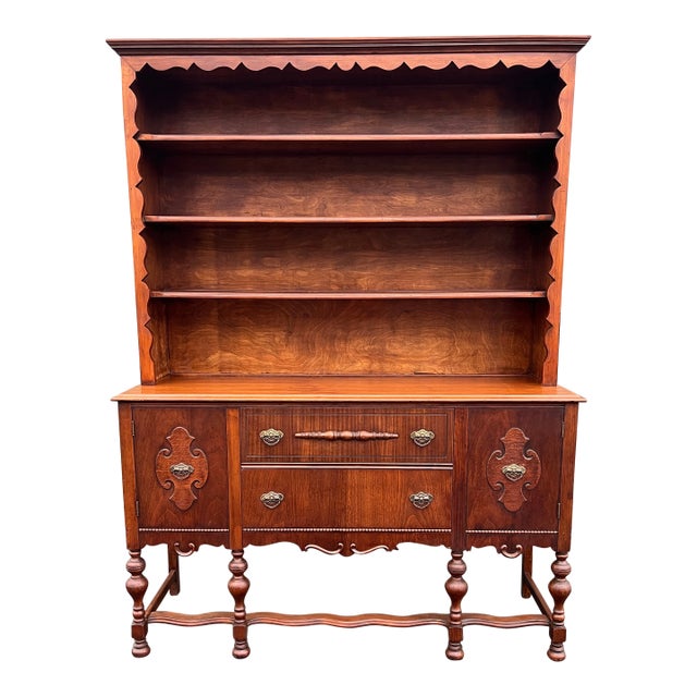 Early 1900's American Two-Piece Bookshelf Hutch Unit For Sale