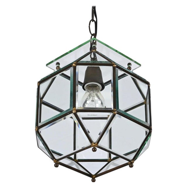 Italian Glass and Brass Lantern by Fontana Arte, 1950s For Sale - Image 16 of 16