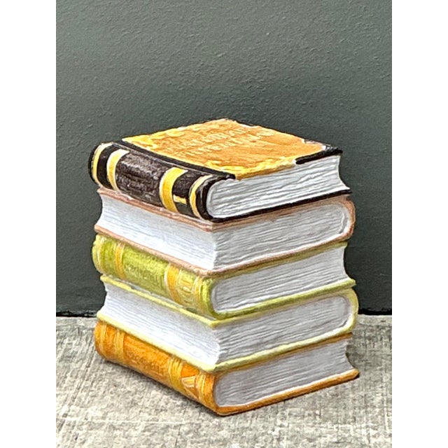 Vintage Italian Glazed Ceramic Books Low Stool For Sale - Image 15 of 18