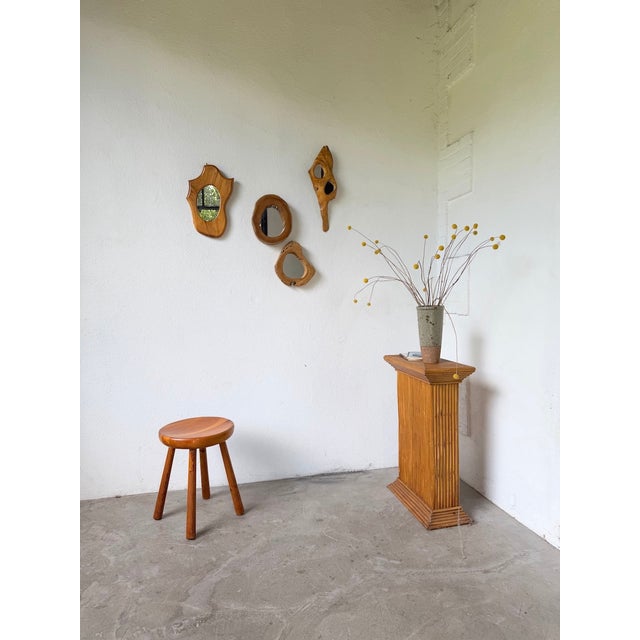 Vintage solid pine stool attributed to Charlotte Perriand, made for the Les Arcs ski resort in the 1960s. We love its...