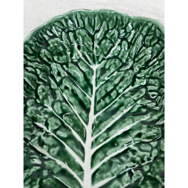 Mid 20th Century Vintage Secla Green Cabbage Ware Serving Bowl Made in Portugal For Sale - Image 5 of 9