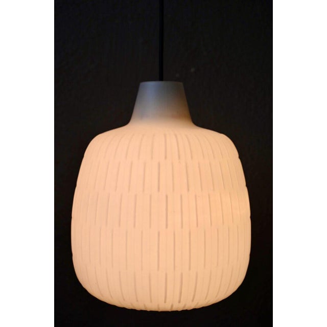 Bergamo Pendant Lamp in White Opaline Glass by Aloys Gangkofner for Peill & Putzler, 1960s For Sale - Image 4 of 8