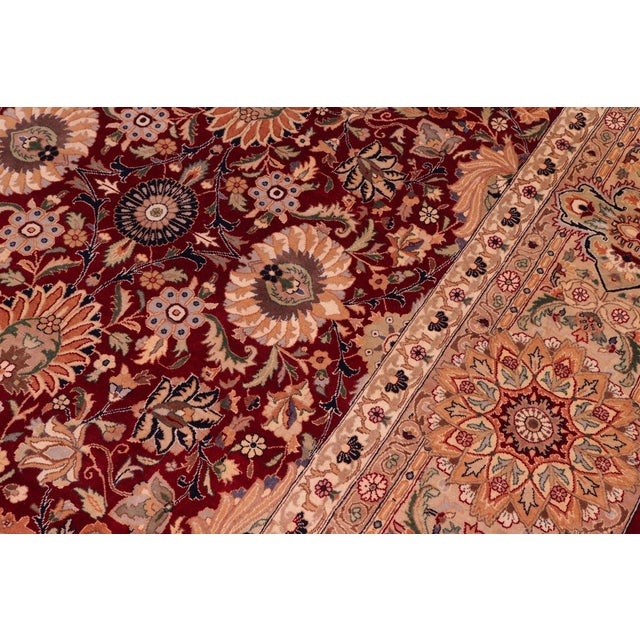 1990s Shabby Chic 1990's Pak-Persian Red/Beige Wool Rug - 9'3'' X 12'11'' For Sale - Image 5 of 9