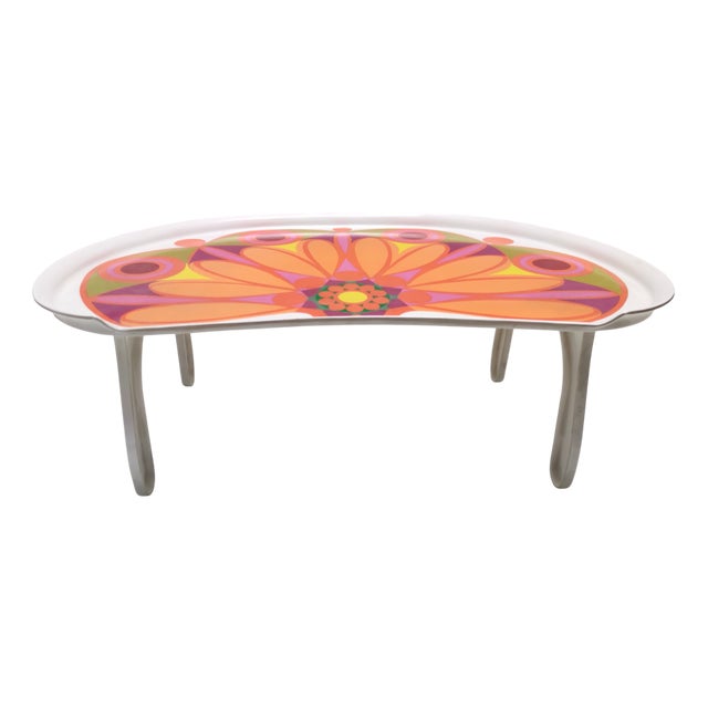Modernist Floral Bean-Shaped Plastic Bed Tray, Italy, 1970s For Sale