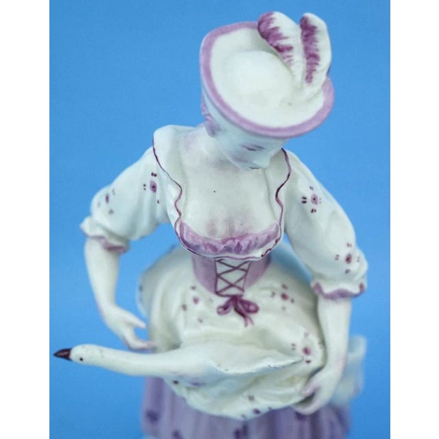 19th Century Porcelain Sculpture Lady with Duck by Capodimonte, Italy For Sale - Image 13 of 18