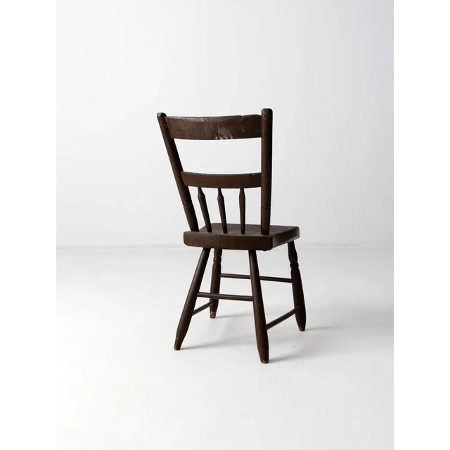 Antique Plank Seat Farmhouse Chair For Sale - Image 9 of 10