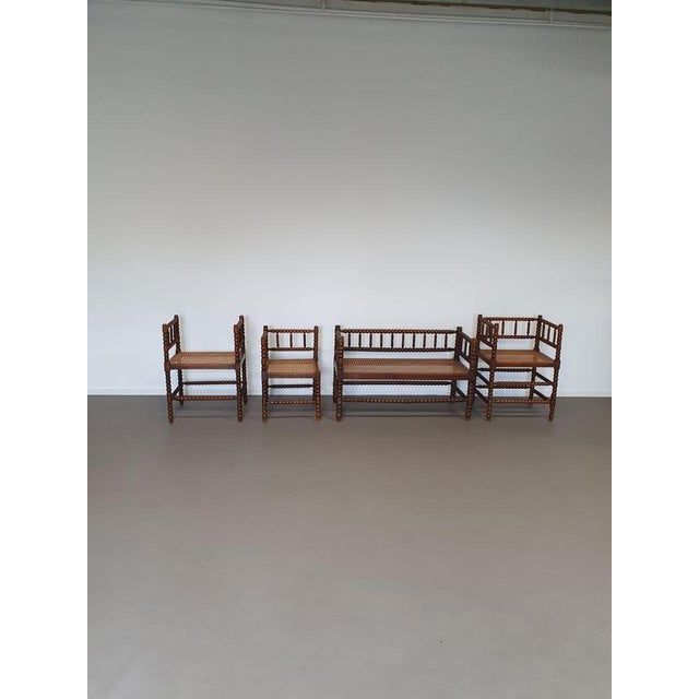 Bobbin Bench and Chairs, Set of 4 For Sale - Image 9 of 14