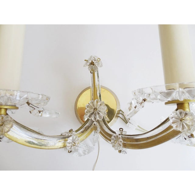 Metal Maria Theresa Style Crystal Glass Wall Lamps, 1960s, Set of 2 For Sale - Image 7 of 11