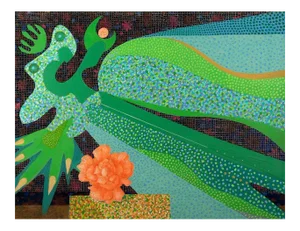 Leo Guida, Nocturne with Rose, Original Mixed Media on Canvas, 1985