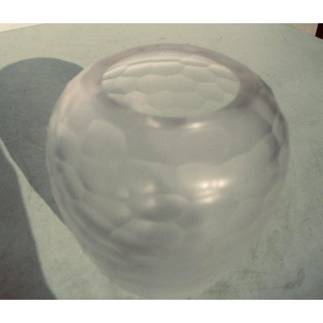 Vintage Hand-Carved & Faceted Pink Glass Vase For Sale - Image 4 of 7