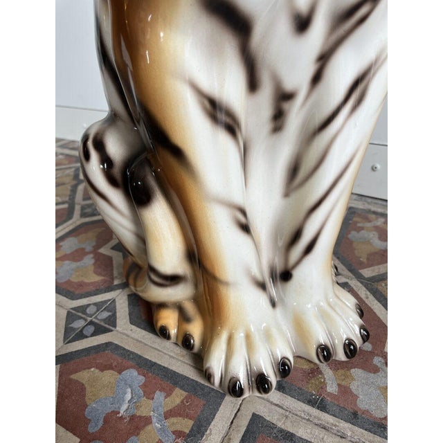 Orange Italian Artist, Large Tiger Statue, Ceramic For Sale - Image 8 of 14