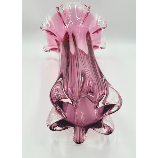 Czechoslovakia Mid-Century Czech Art Glass Vase, Josef Hospodka, Chřibská (Rubin Glass) 1960s For Sale - Image 4 of 10